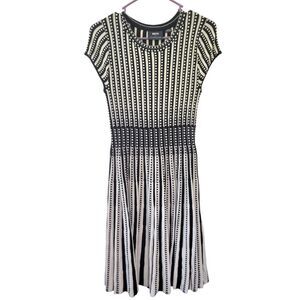 Anthropologie Maeve Baird Sweater Dress Size Small Black White Pleated